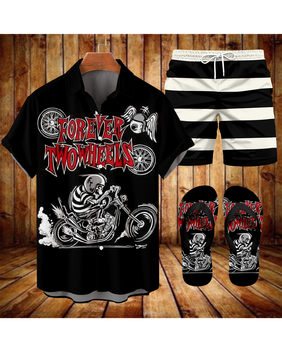 Ensemble trois pièces Suitmens pour homme, chemise imprimée moto modifiée, réf. 066