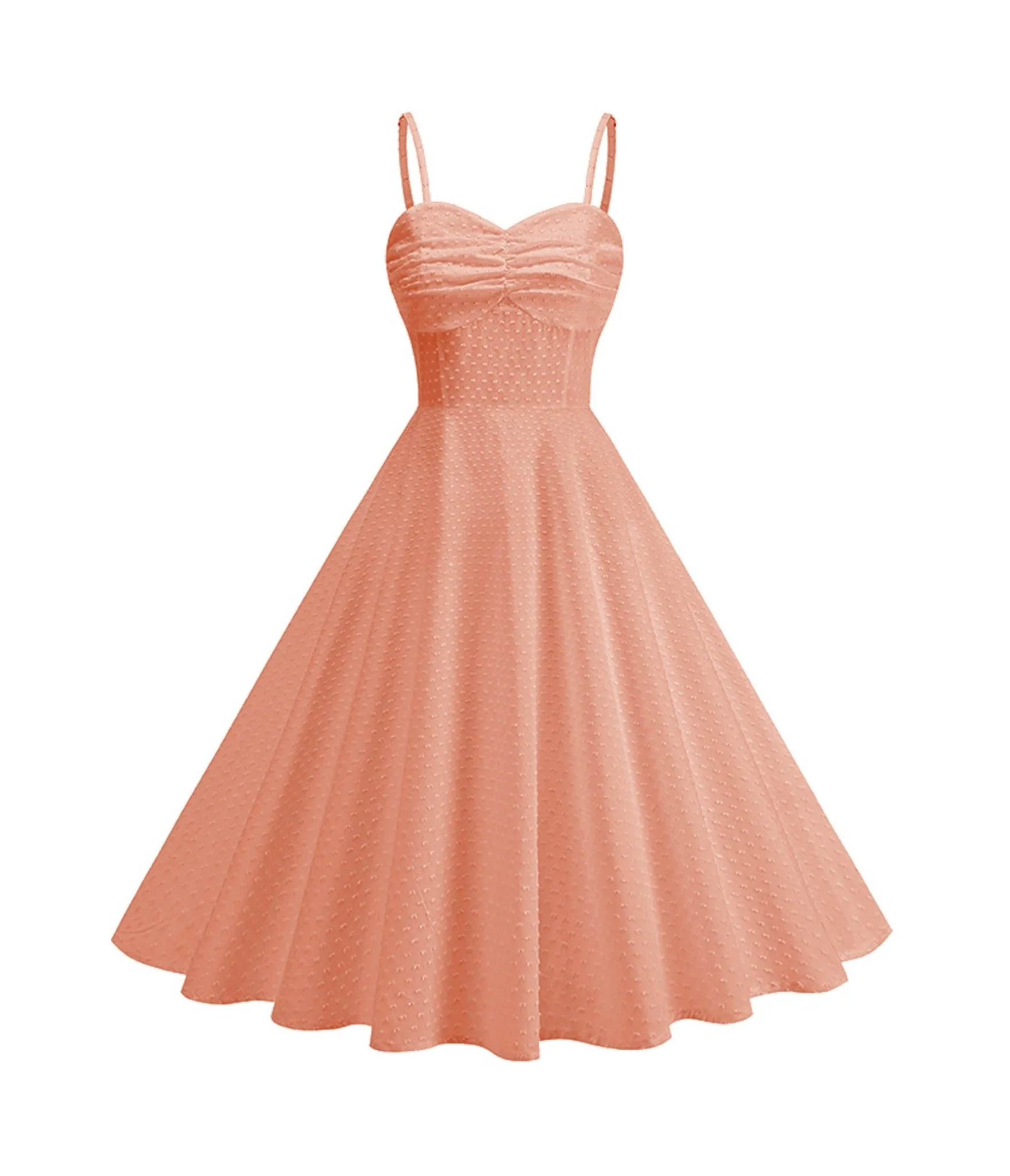 Peach Swiss Dot Sweetheart Swing Dress