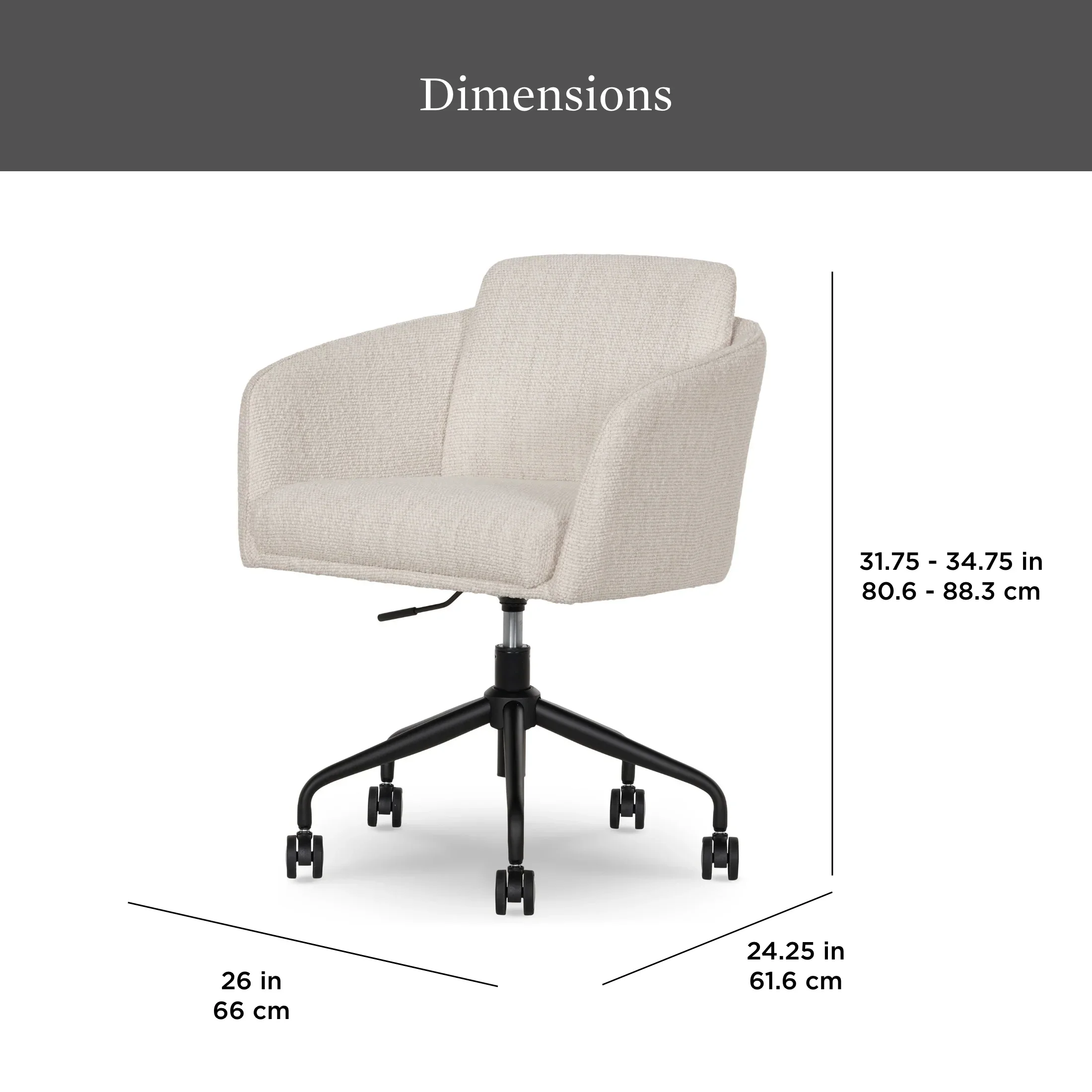 Better Homes & Gardens Juliet Office Chair, Ivory Boucle and Matte Black