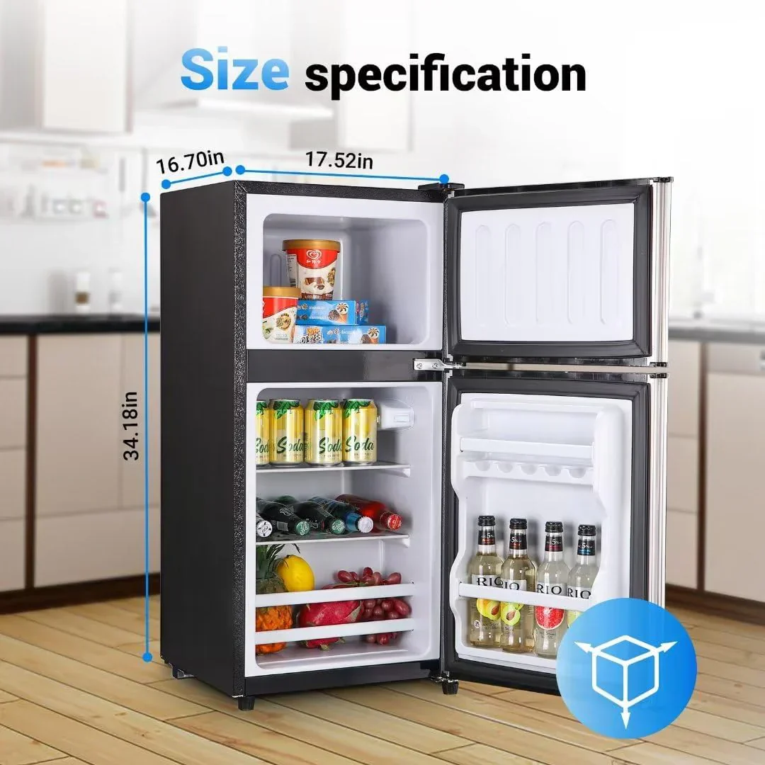 Réfrigérateur compact de 3,5 pi³ avec congélateur, idéal pour un appartement ou une maison.