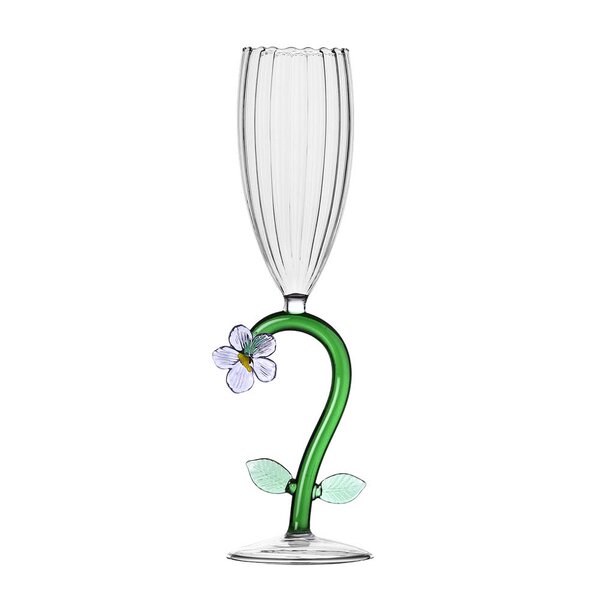 Botanica optisk champagneglass 16 cl lilla blomst