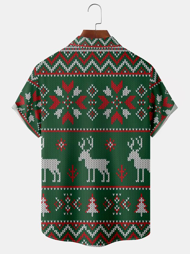 Chemise hawaïenne à manches courtes et poche poitrine de Noël