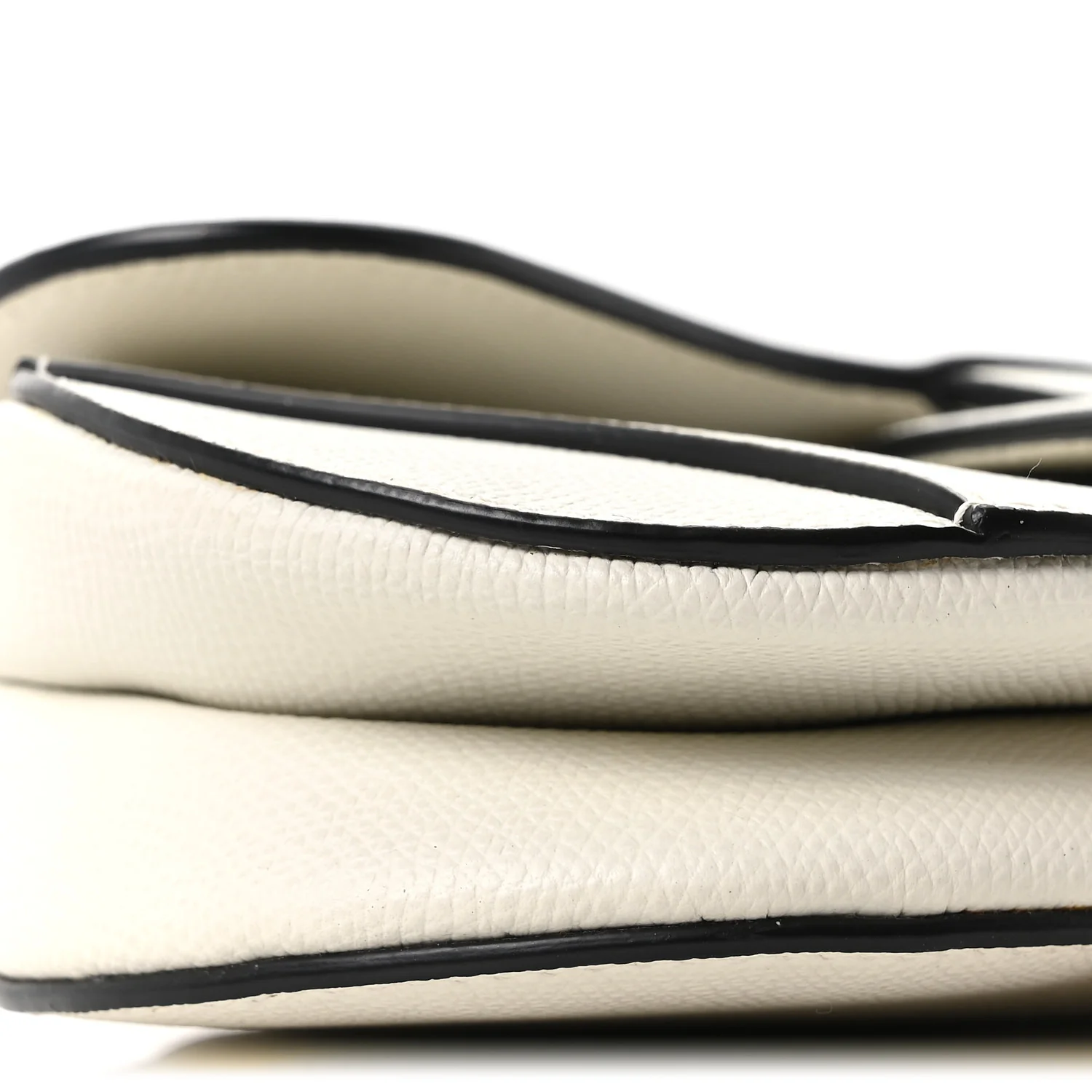 Grained Calfskin Mini Saddle Bag White
