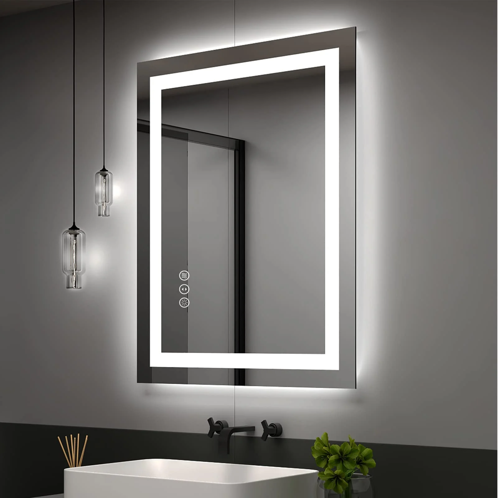 ODDSAN 24x36 LED Mirror for Bathroom. Lighted Vanity Mirror for Wall