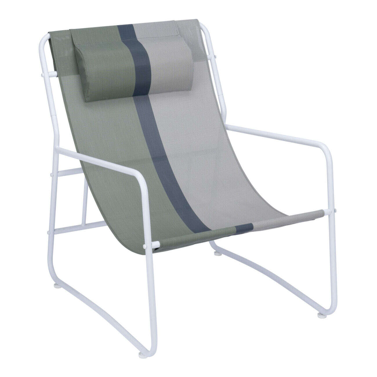 Fauteuil de jardin relax acier et textilène vert et blanc Oslow 83xH86x65cm