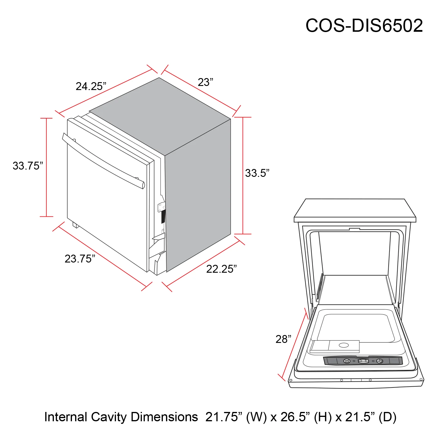 Cosmo Top Control Built-In Tall Tub Dishwasher in Fingerprint Resistant Stainless Steel COS-DIS6502