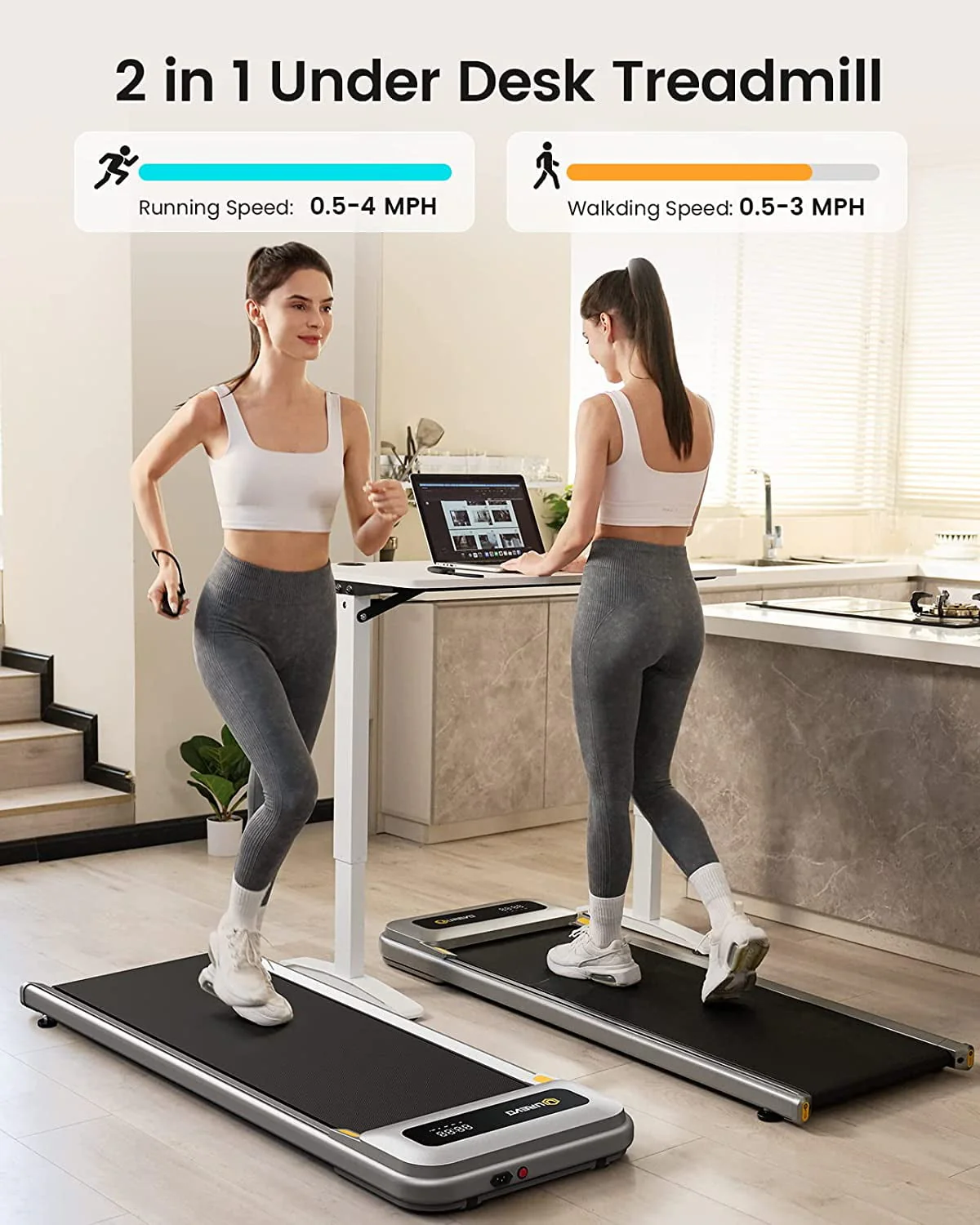 Walking Pad Under Desks Treadmill, 2 25HP 265lb Capacity for Office Home with Remote Control Image 9