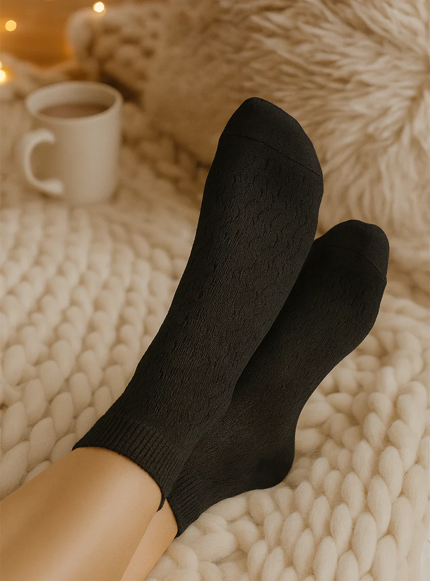 Socquettes femme en coton noir