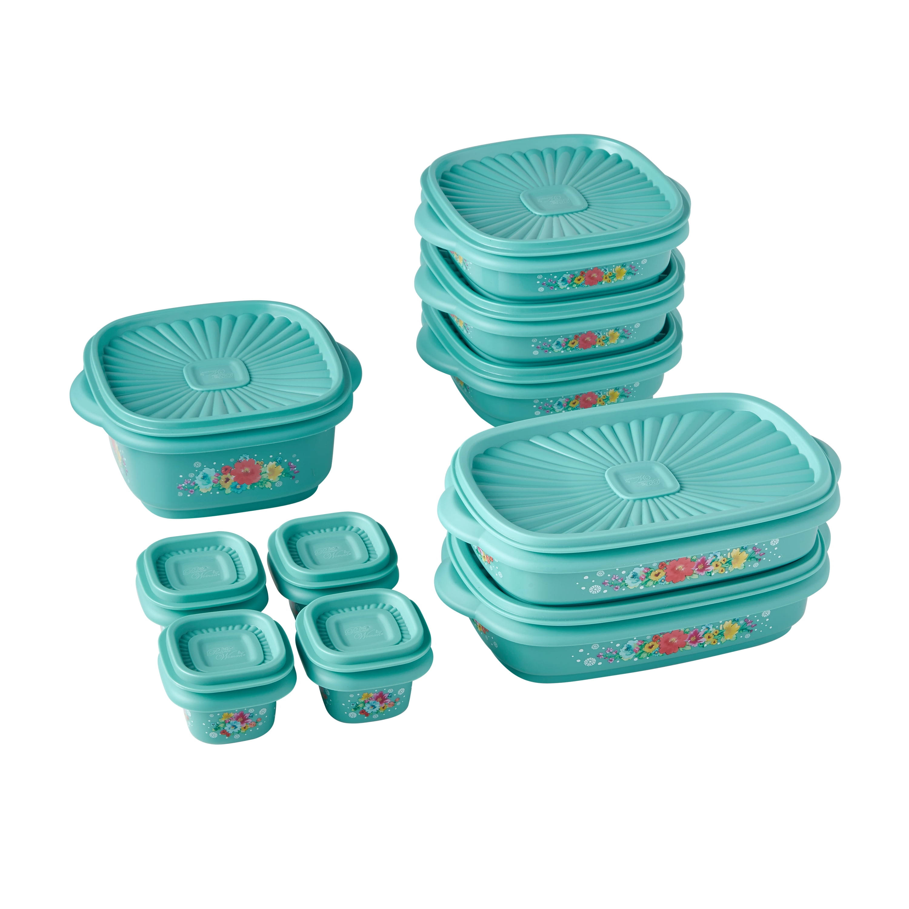 The Pioneer Woman 20 Piece Plastic Food Storage Container Variety Set, Breezy Blossom