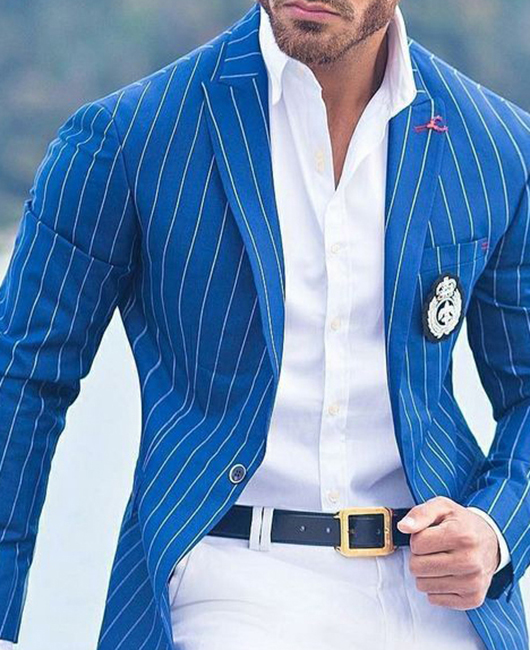 Blazer à rayures d'affaires, col à revers et poches, à simple boutonnage