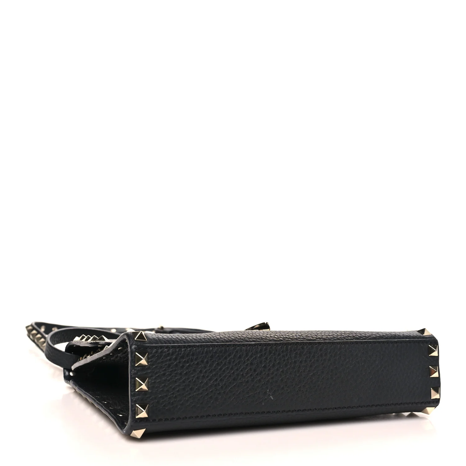 Pebbled Calfskin Medium Rockstud Flip Lock Crossbody Bag Black