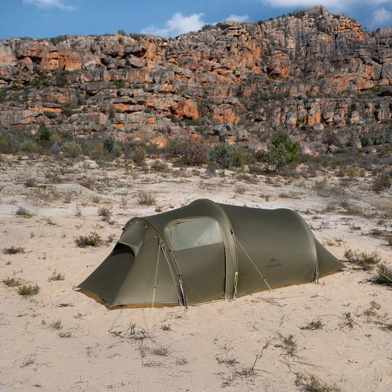 Ultralight Hiking Tent, Tear-resistant Tunnel Tent, Waterproof Camping Tent, Windproof Tent with Hall, 15D Lightweight Silicone-coated Nylon Fabrics,Large size for 2/3 Person.(Olive Green: 2-person) - Image 4
