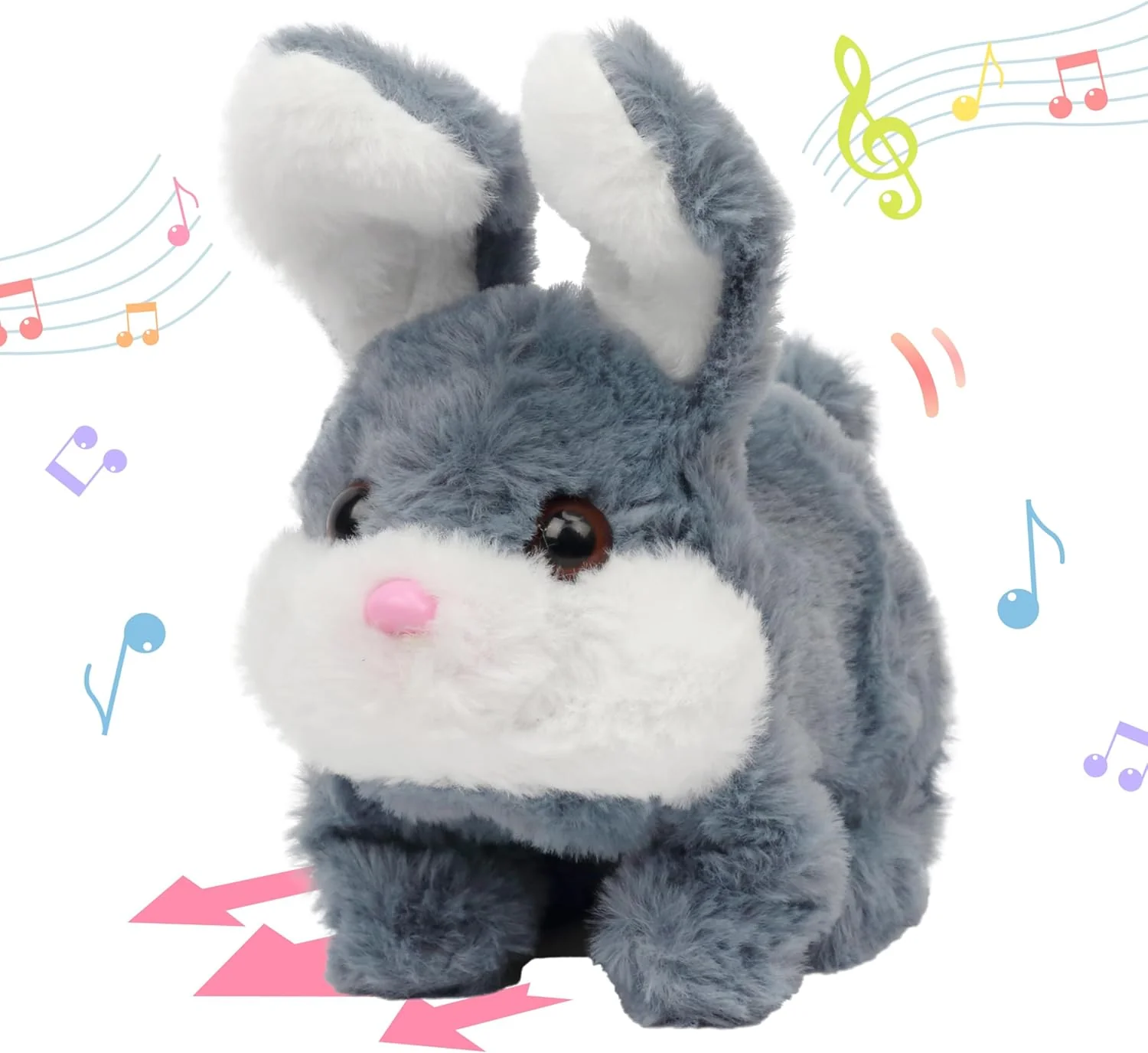 Interactive Hopping Rabbit Electronic Plush Bunny Toy with Sounds and Movements, 7'' Brown