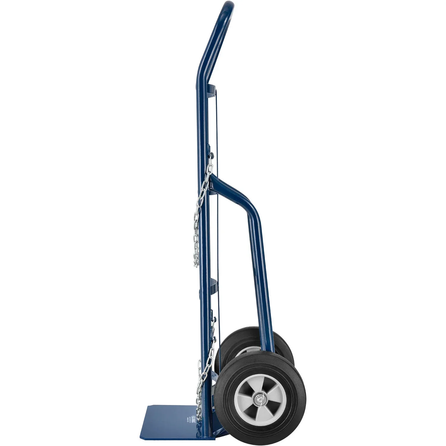 Single Cylinder Hand Truck with Curved Handle, 10 Semi-Pneumatic Wheels, 500 Lb. Cap, 47H