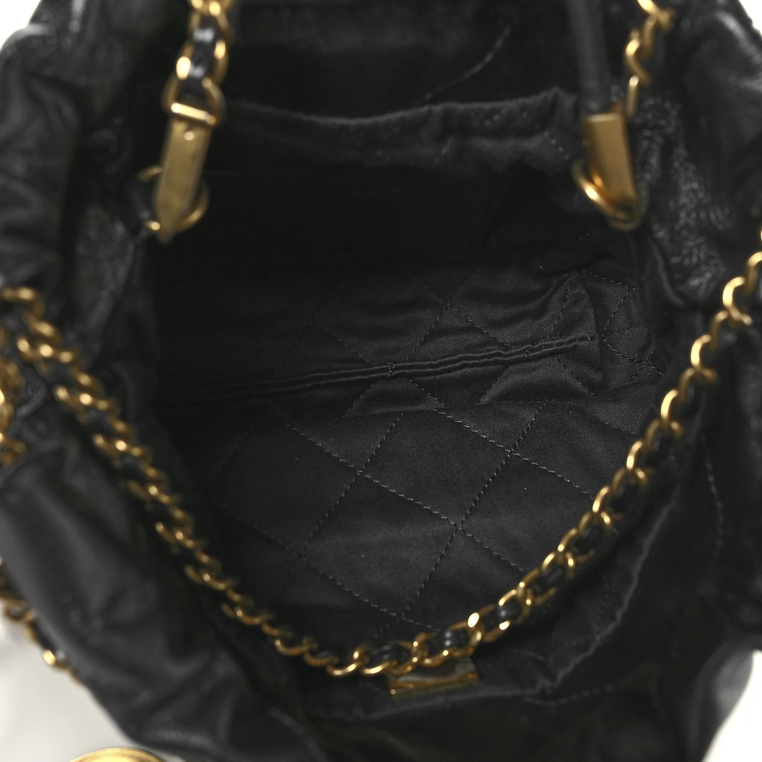 Shiny Calfskin Quilted Mini Chanel 22 Black