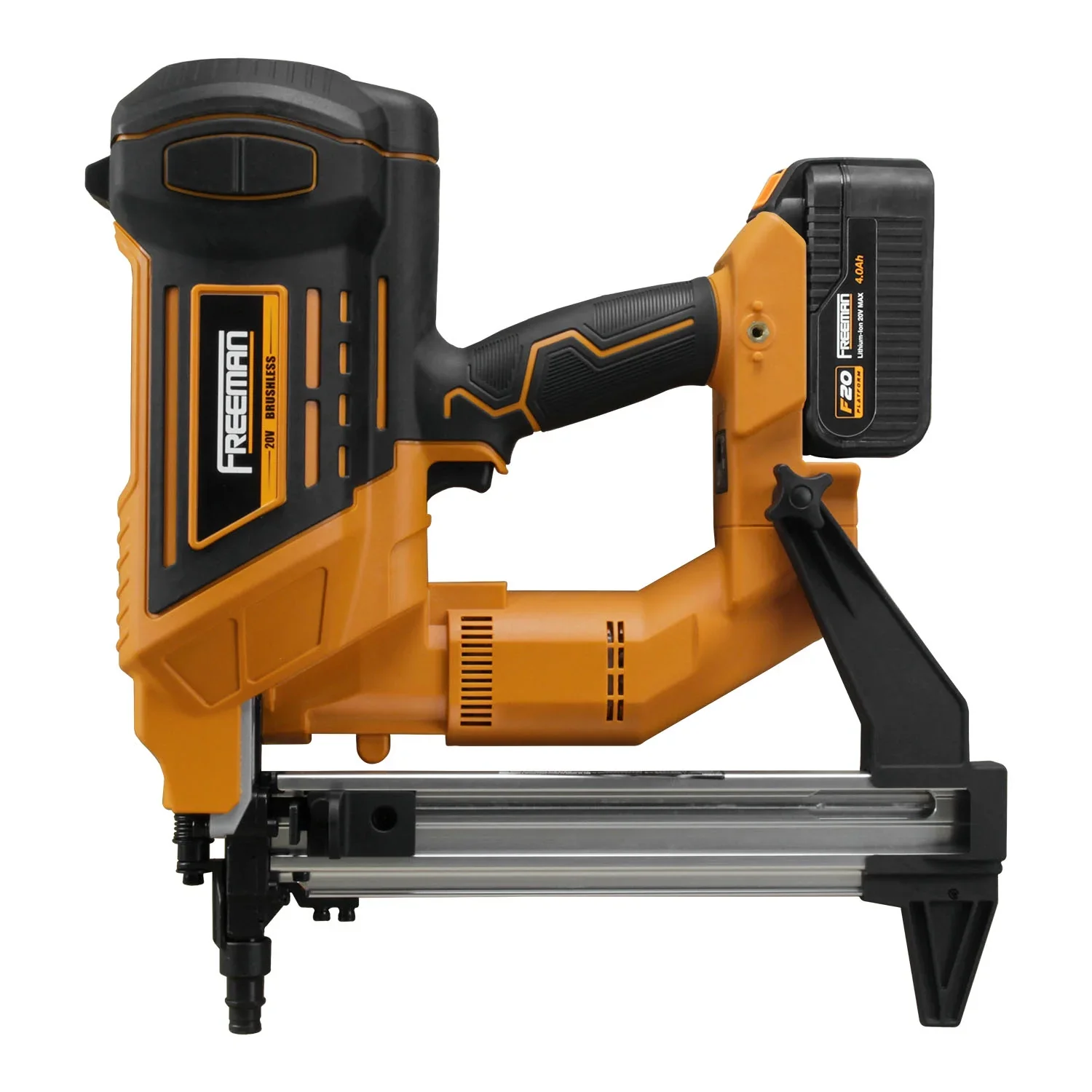 Freeman PE20VCSPN40 20 Volt Cordless and Brushless 1-1/2 Concrete Nailer Kit with Lithium Ion Battery, Charger, and Case �C 750 Shots per Charge