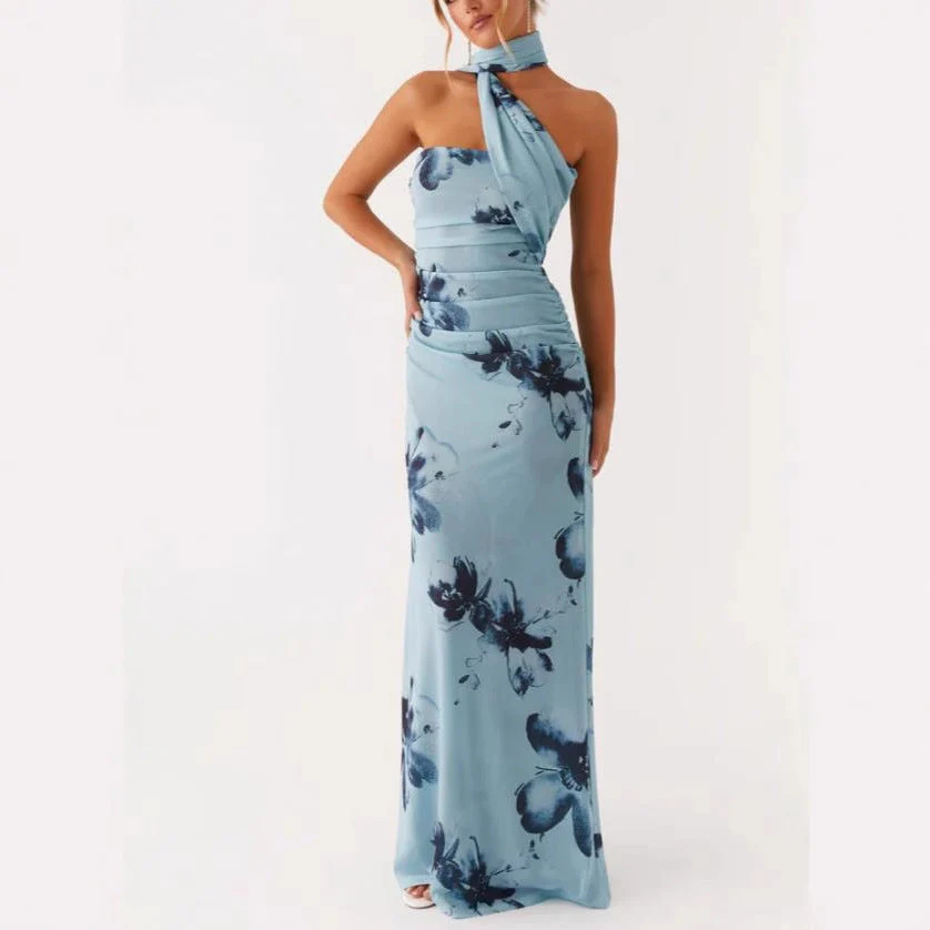 Robe longue fleurie d'été pour femme