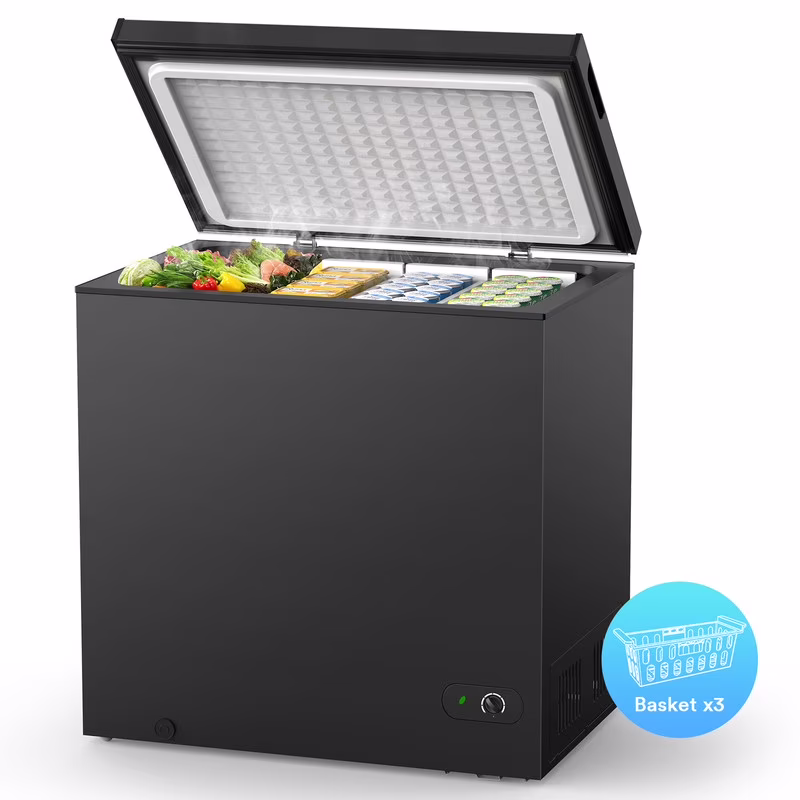 7.0 cu.ft. Chest Freezer with Adjustable Temperature, Free Standing Top Open Door Compact Freezer with Removable Basket for Kitchen/Home/Bar/Garage/Office(Black)