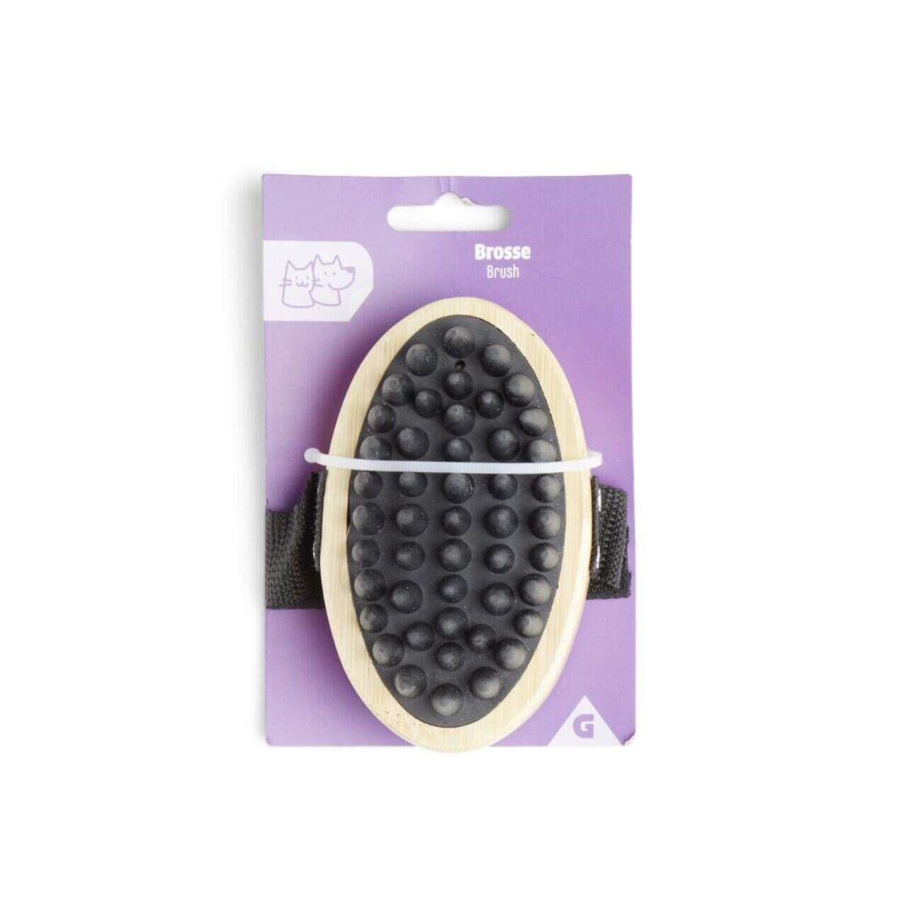 Brosse animal ovale caoutchouc et bambou