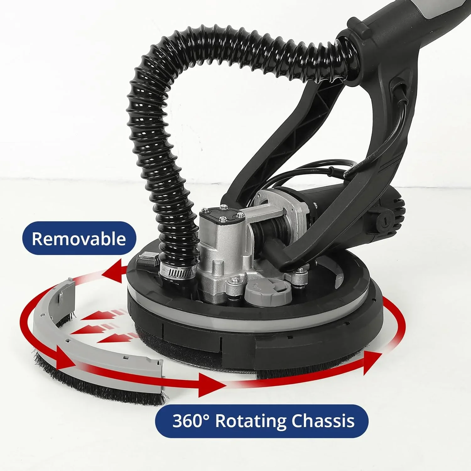 Drywall Sander, 750W Electric Drywall Sander with Vacuum Dust Collection 7 Variable Speed 900-1800 RPM with LED Light, 14 Pcs Sanding Discs, Extendable & Foldable Handle