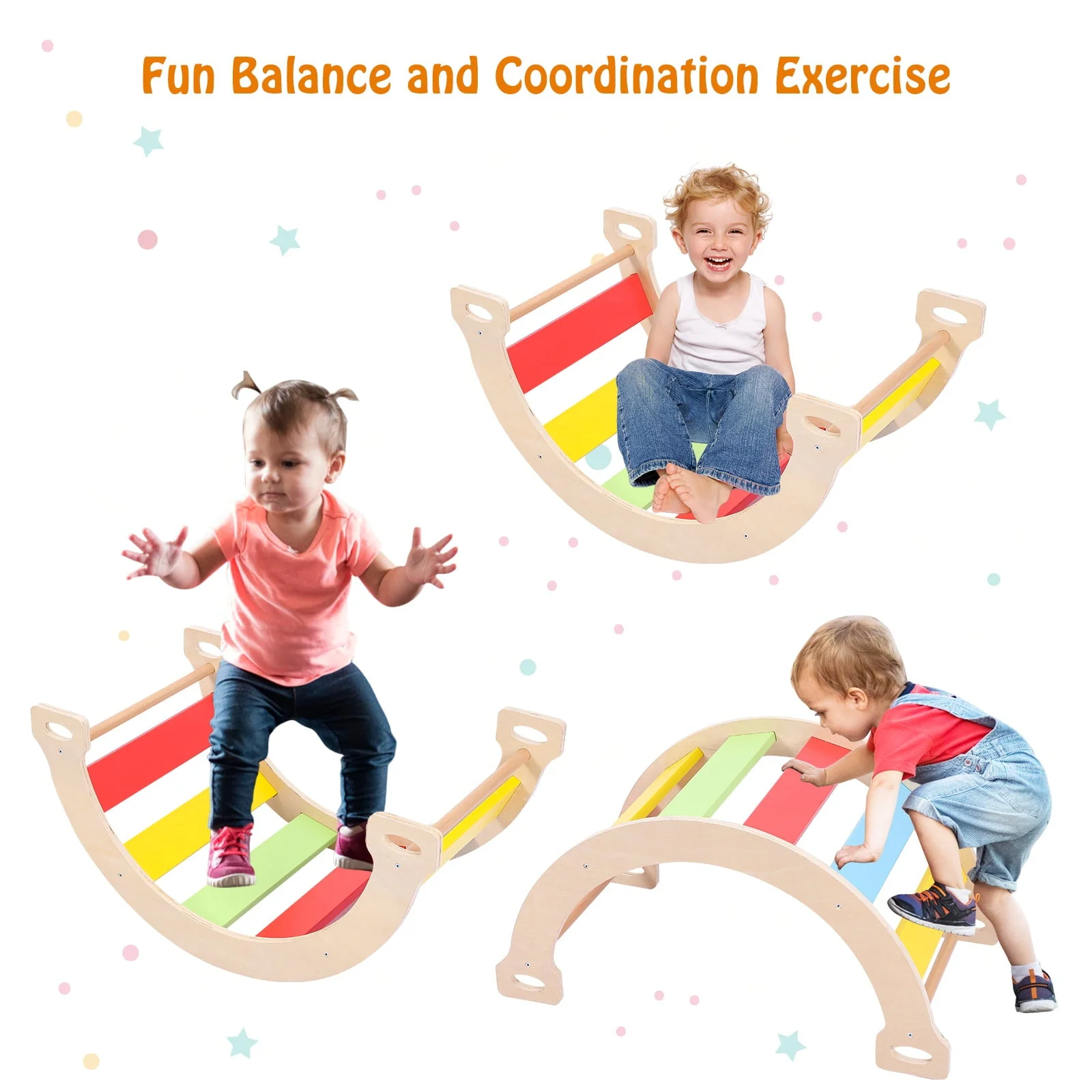 Toddler Indoor Gym Playset 2-in-1 Wooden Climbing Toys Triangle Folding Climbing for Climbing Sliding for Boys and Girls - Image 7