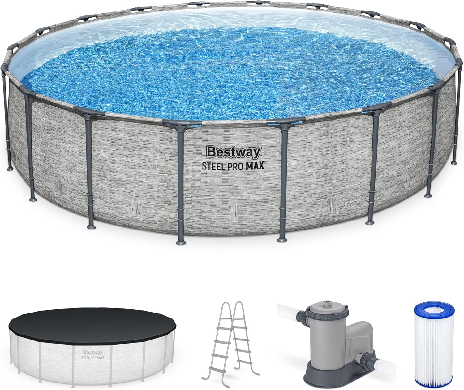 Piscine extérieure hors sol ronde Steel Pro MAX de 4,27 m x 1,22 m avec structure métallique