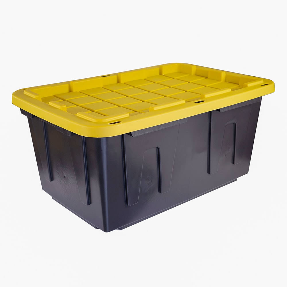 Commander 27 Gallon Black Tote with Standard Snap Lid - 108 qt