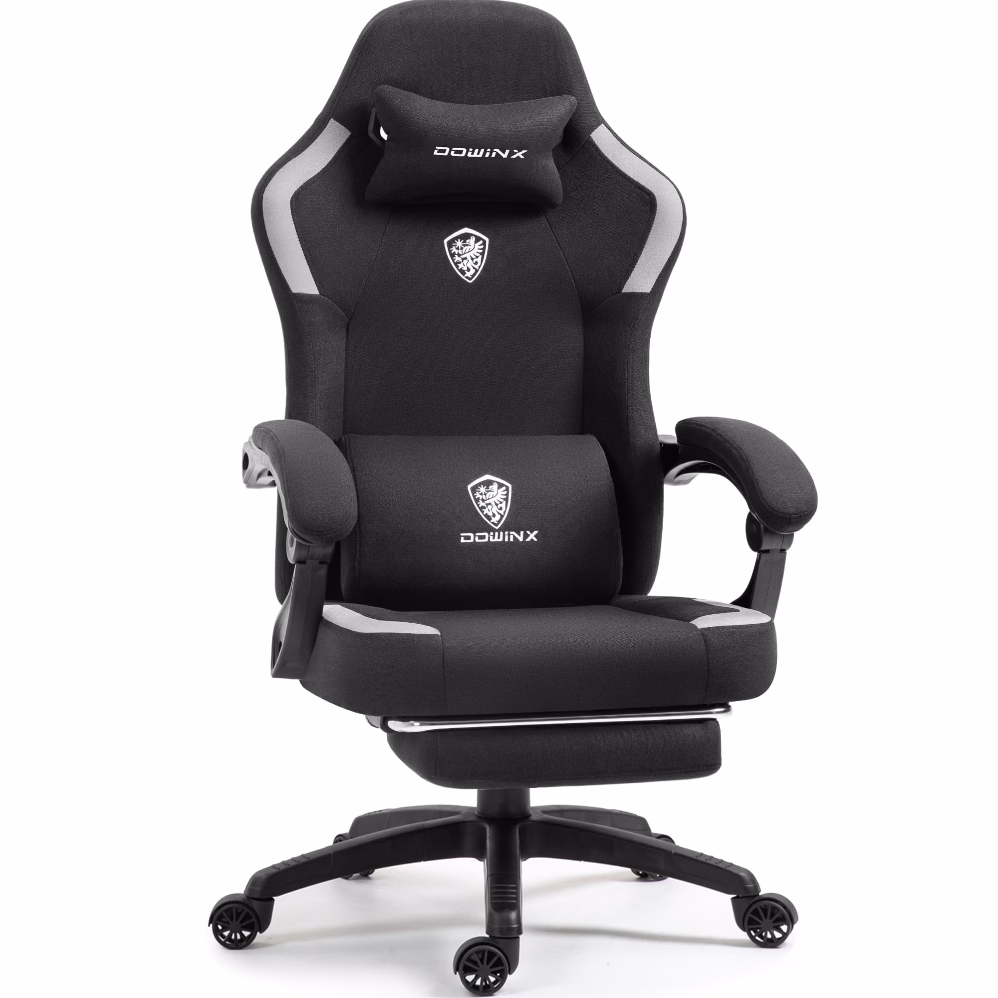 Fabric Gaming Chair with Pocket Spring Cushion, Breathable Computer Chair with Massage Lumbar Support and Footrest, High Back Office Chair for Adults, 300lbs, Grey(Grey) - Image 9