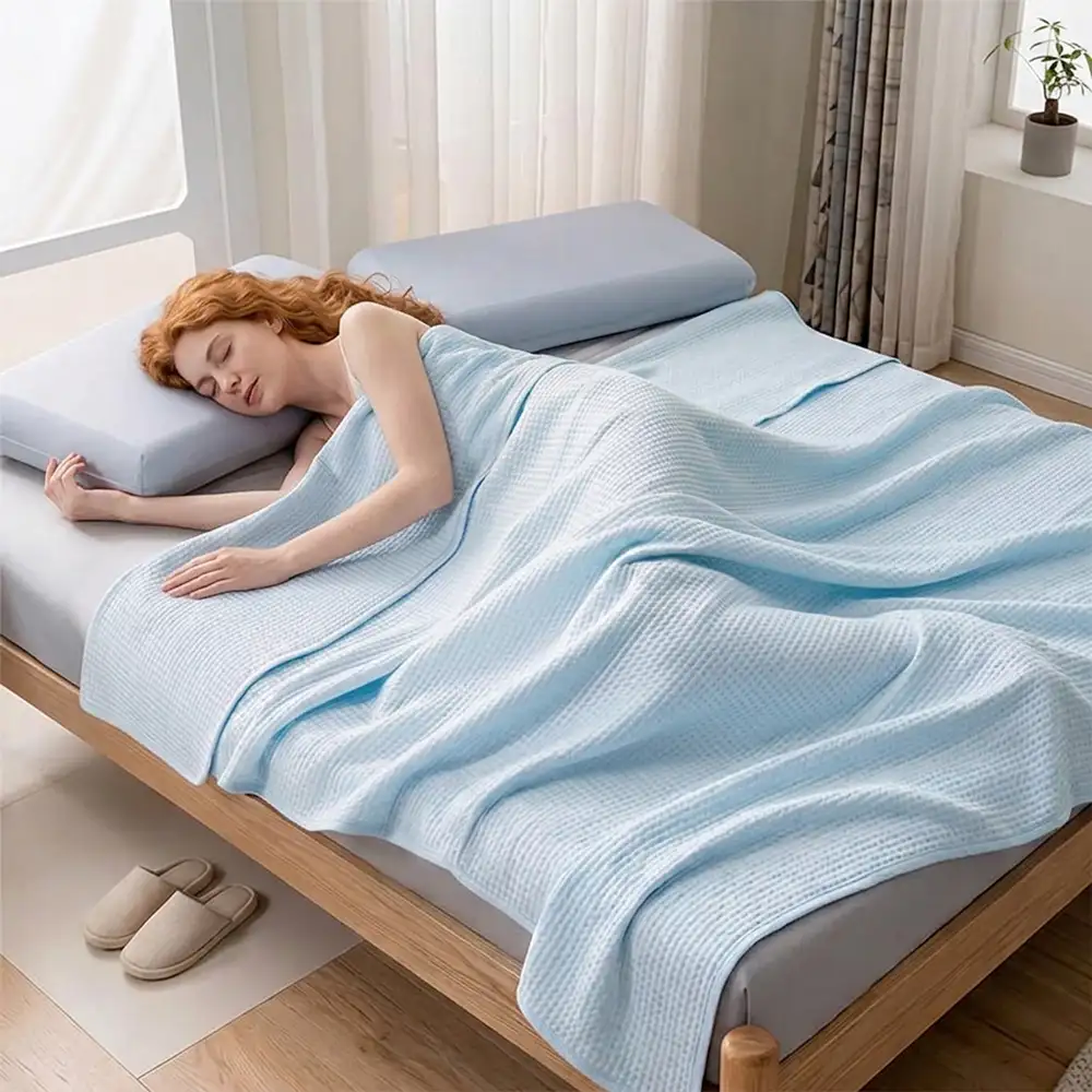 Waffle Ice Silk Cooling Double Sided Cold Effect Summer Blanket