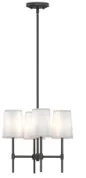 Better Homes & Gardens Meadowood 4-Light Chandelier, Matte Black Finish, White Fabric Shades, LED Bulbs Included