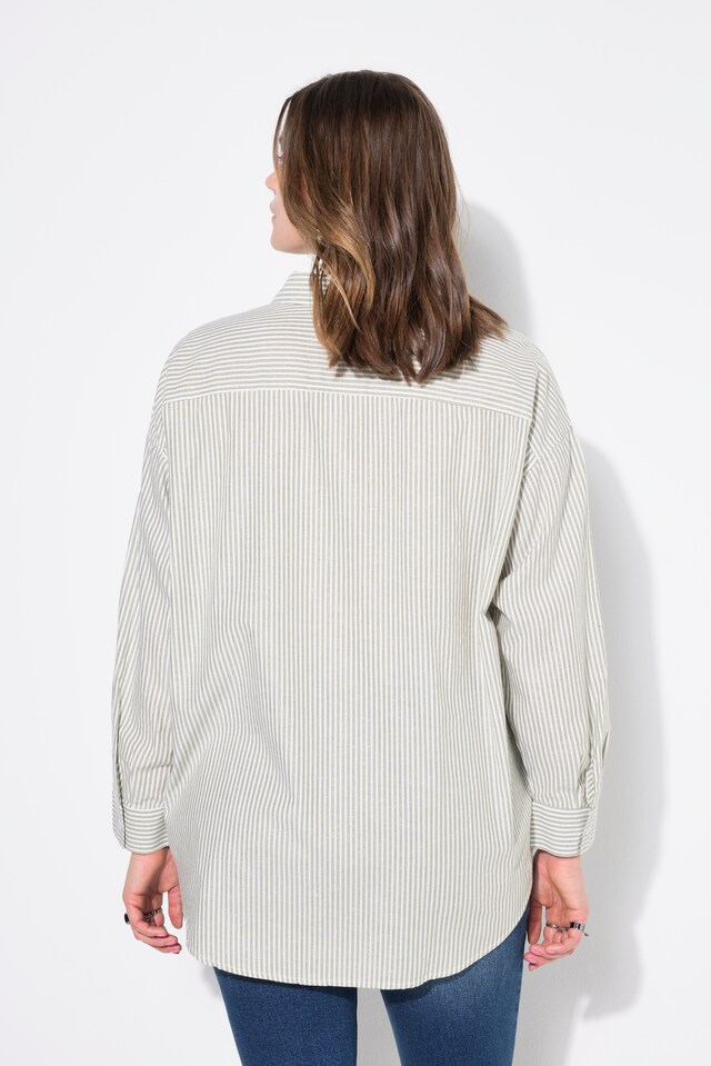 Oversized long-sleeve glittery stripe shirt