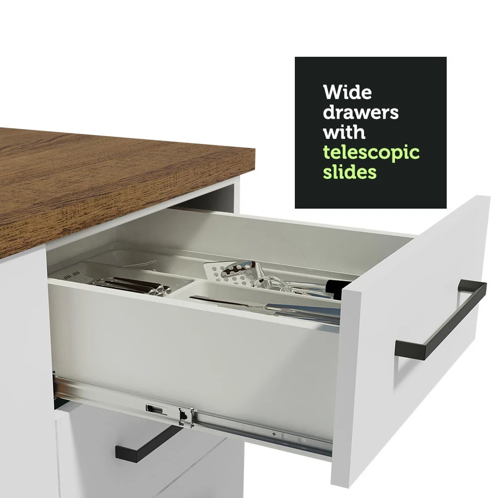 Hazel Kitchen Storage Base Cabinet with 3 Drawers 23 Inch Wide Engineered Wood Painted Finish Floor Mount Removable Plinth White - Image 6