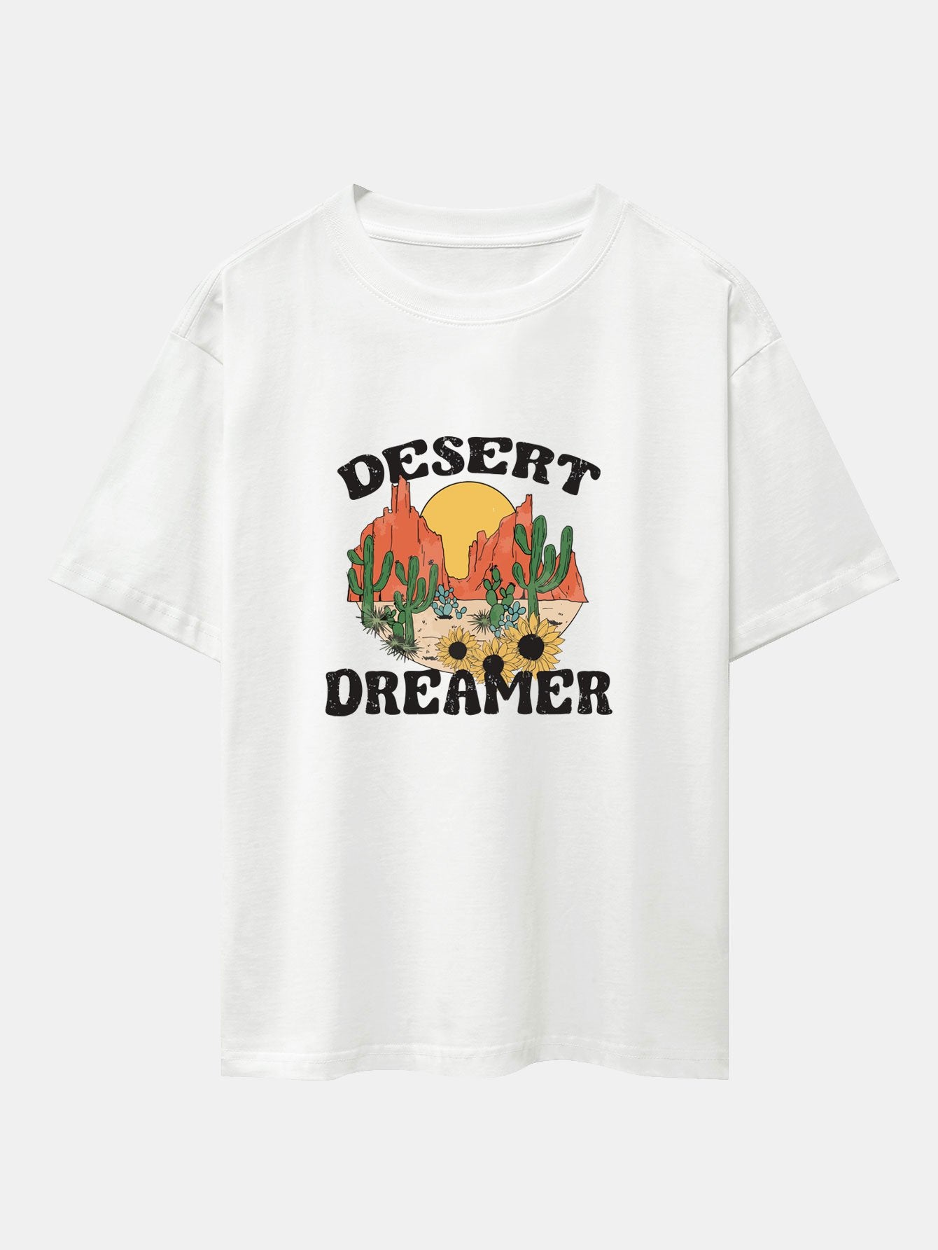 T-shirt oversize épais à imprimé cactus du désert vintage