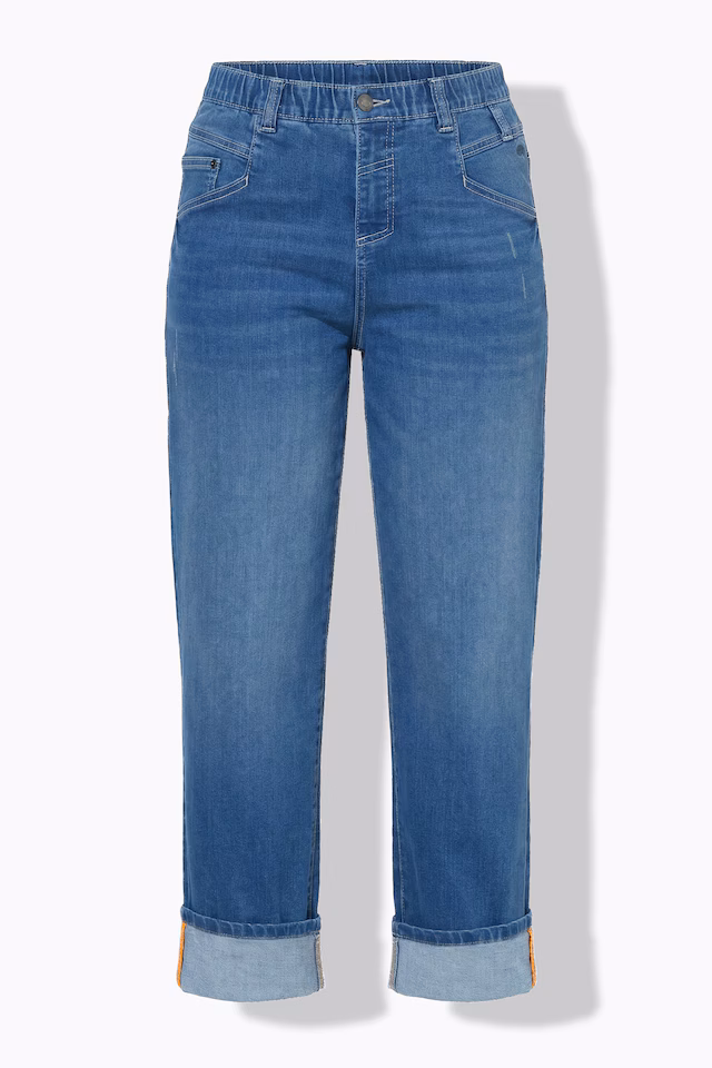 Wide Leg Cuffed Jeans