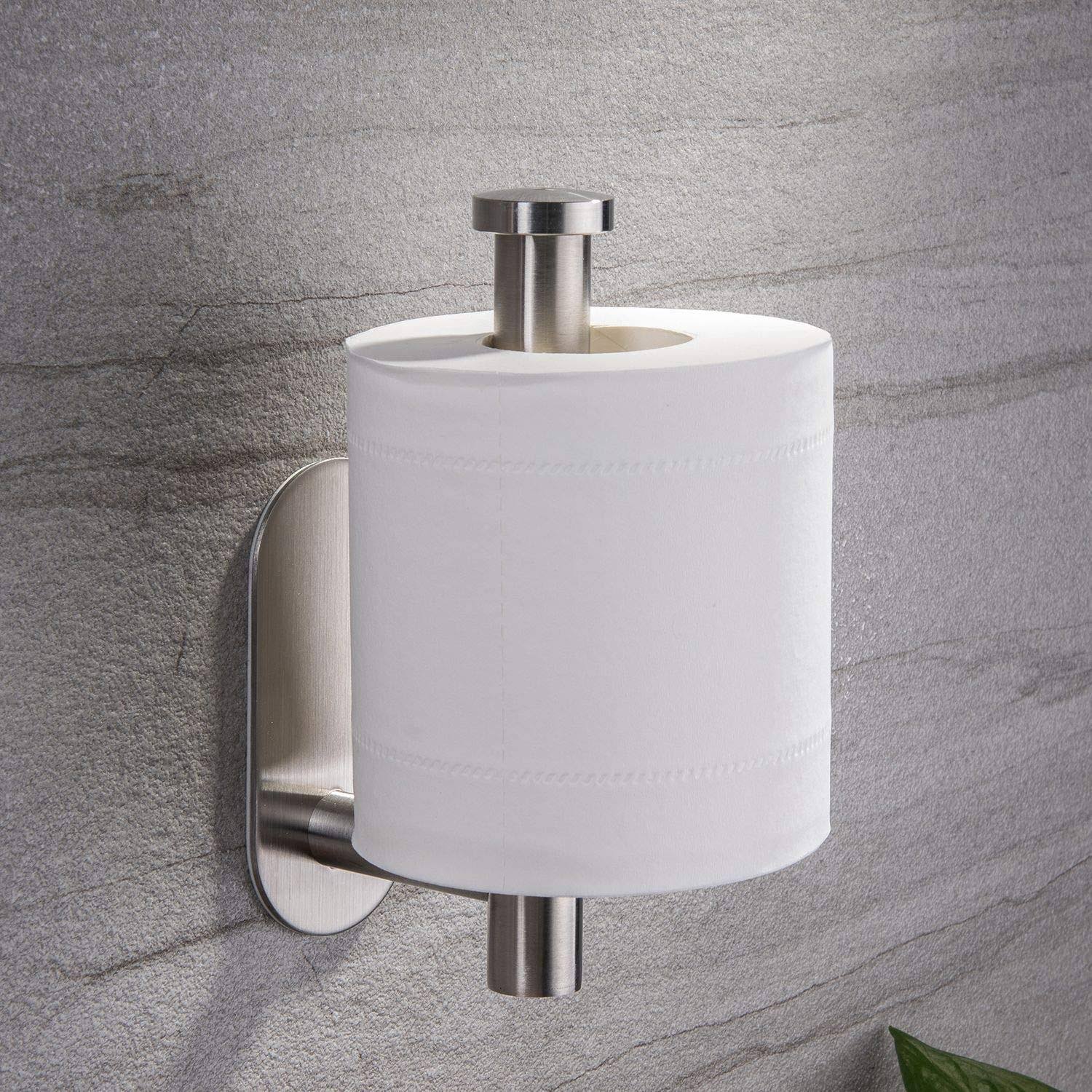 YIGII Toilet Paper Holder Self Adhesive - Adhesive Toilet Roll Holder No Drilling for Bathroom Stainless Steel Brushed