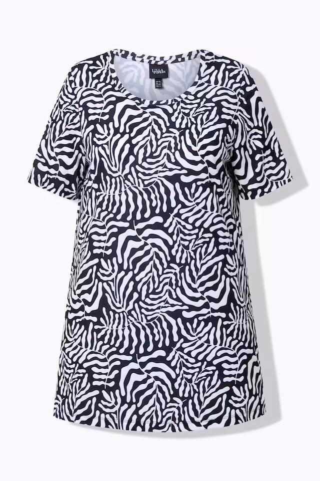 Matte Jersey Short Sleeve Leaf Print Tunic