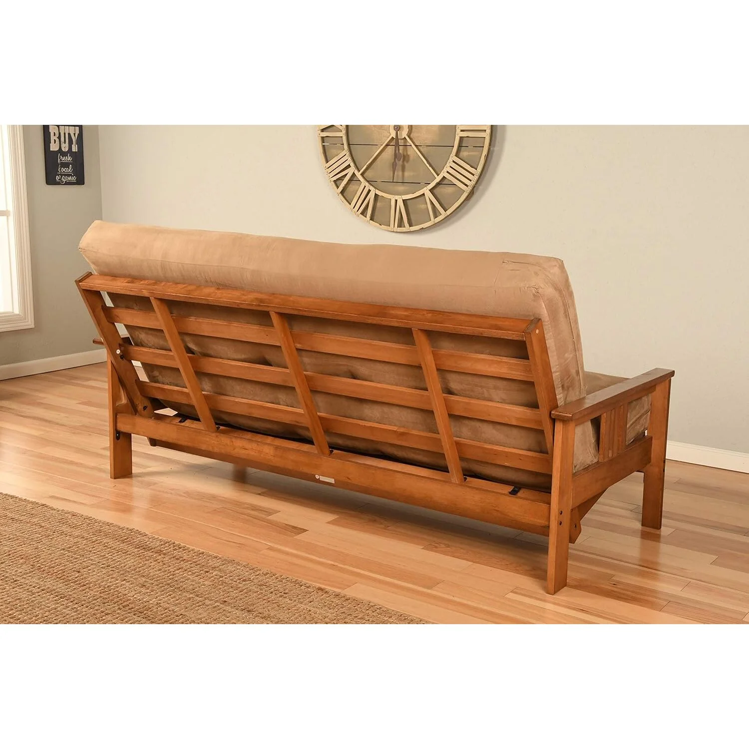 African Artifacts Full Size Futon Frame Set with Mattress, Easily Converts to Bed, Versatile Design Futon Frame for All Spaces, 33"H x 79"L x 37"D-Color:Linen Charcoal,Size:Barbados(Barbados/Linen Charcoal) - Image 8