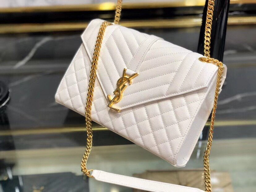 Y ENVELOPE MEDIUM BAG IN MIX MATELASS?? GRAIN DE POUDRE EMBOSSED LEATHER