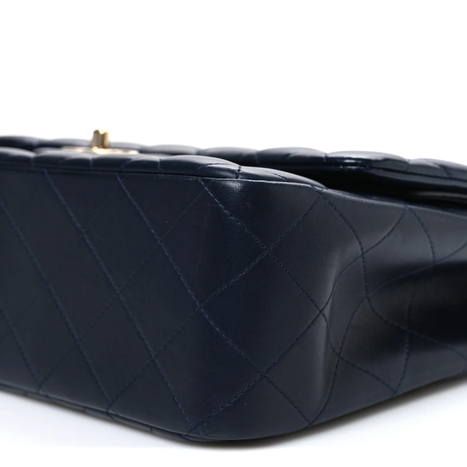 Lambskin Quilted Jumbo Double Flap Navy