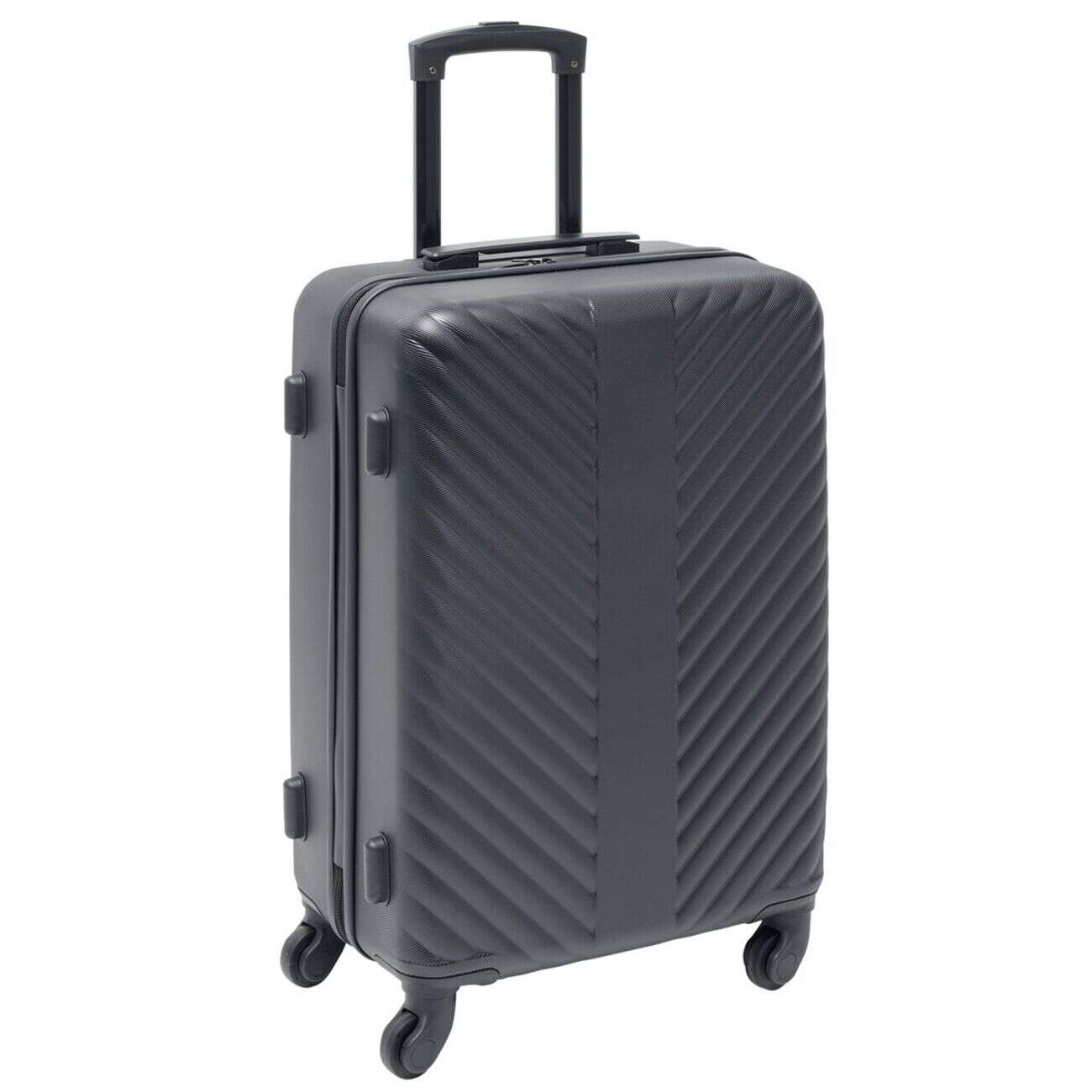 Valise trolley 48L rigide 4 roues plastique noir 42x25xH62,3cm