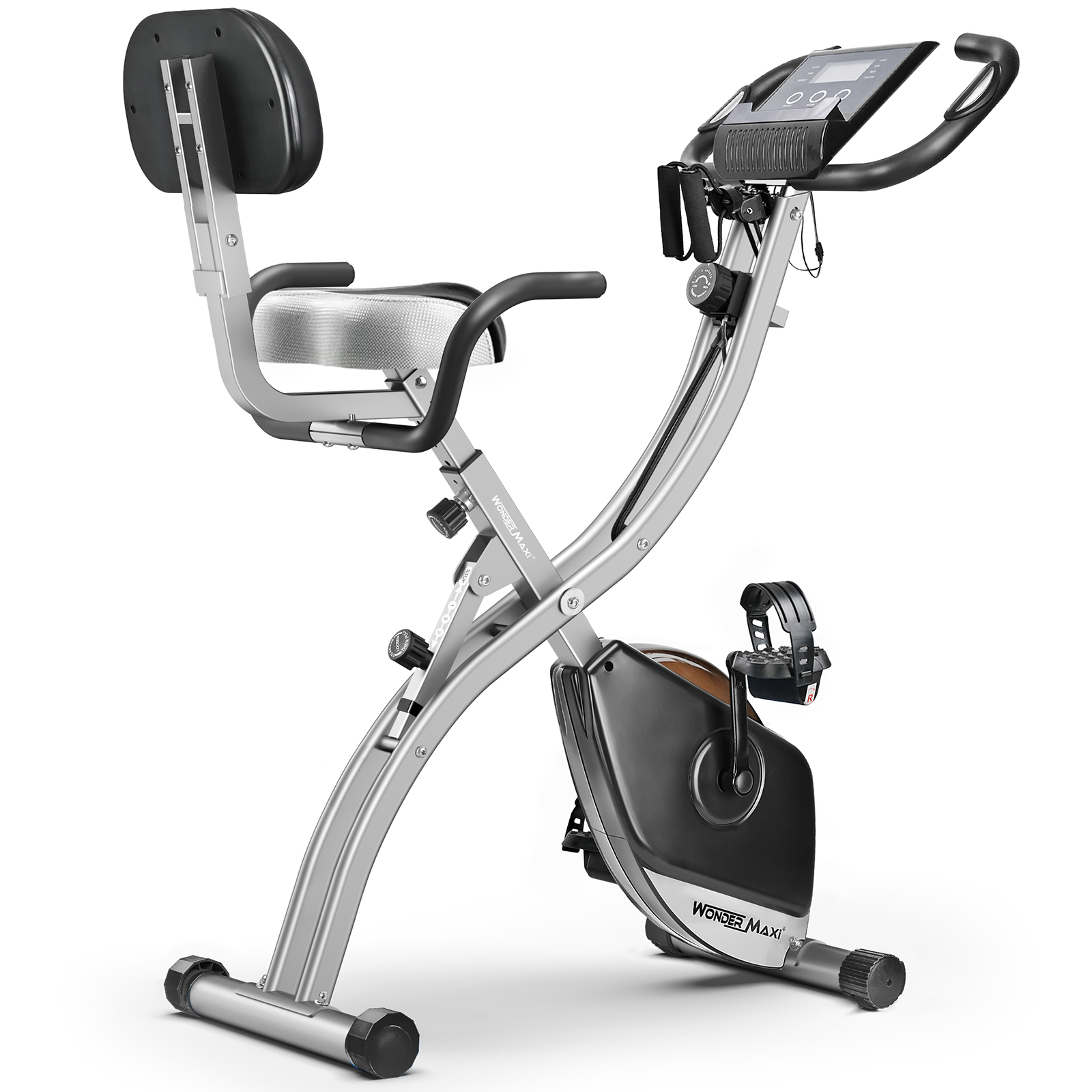 Foldable Exercise Bike for Home Magnetic Stationary Bike Indoor Cycling Upright Bicycle Indoor Cycle Recumbent Exercise Bike with Arm Resistance Bands - Image 7