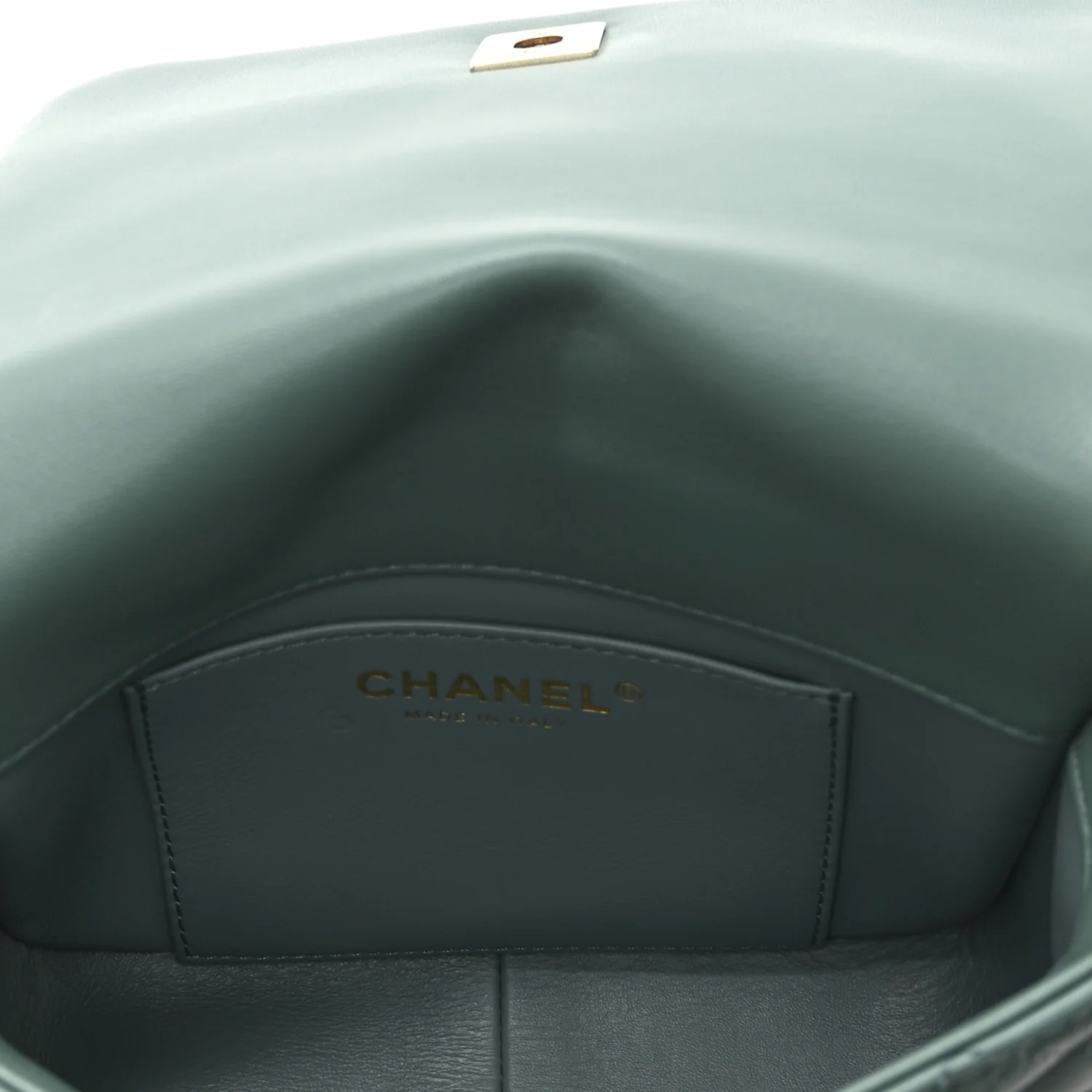 Lambskin Quilted Mini Chain Rows Flap  Green