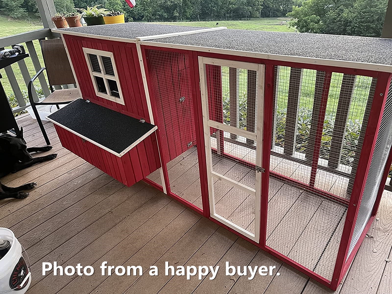 Wooden Portable Backyard Chicken Coop and Run with Chicken Coops, Red Fits 4-6 Chickens - Image 4