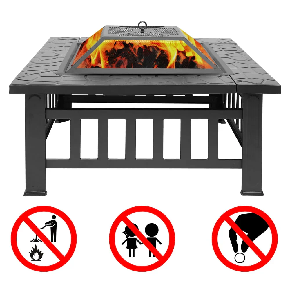 Ktaxon Homes and Gardens 32 Outdoor Metal Firepit Backyard Patio Garden Square Stove Fire Pit