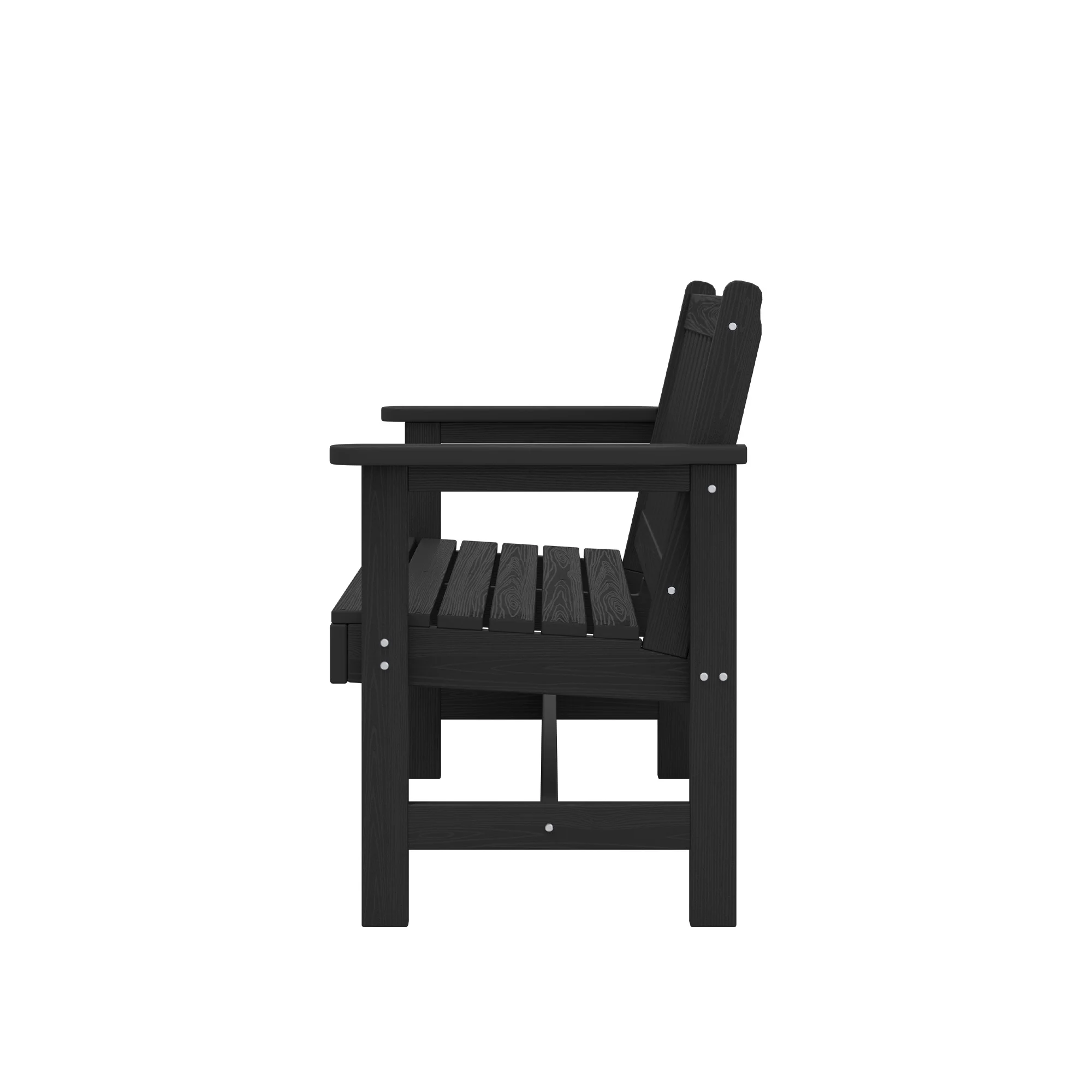 Outdoor Bench for 2-Person, Weather-Resistant HDPE with Aluminum Reinforcement, Supports 660 lbs, Comfortable Seating for Patio, Garden, and Porch, Black(Black/Single) - Image 7