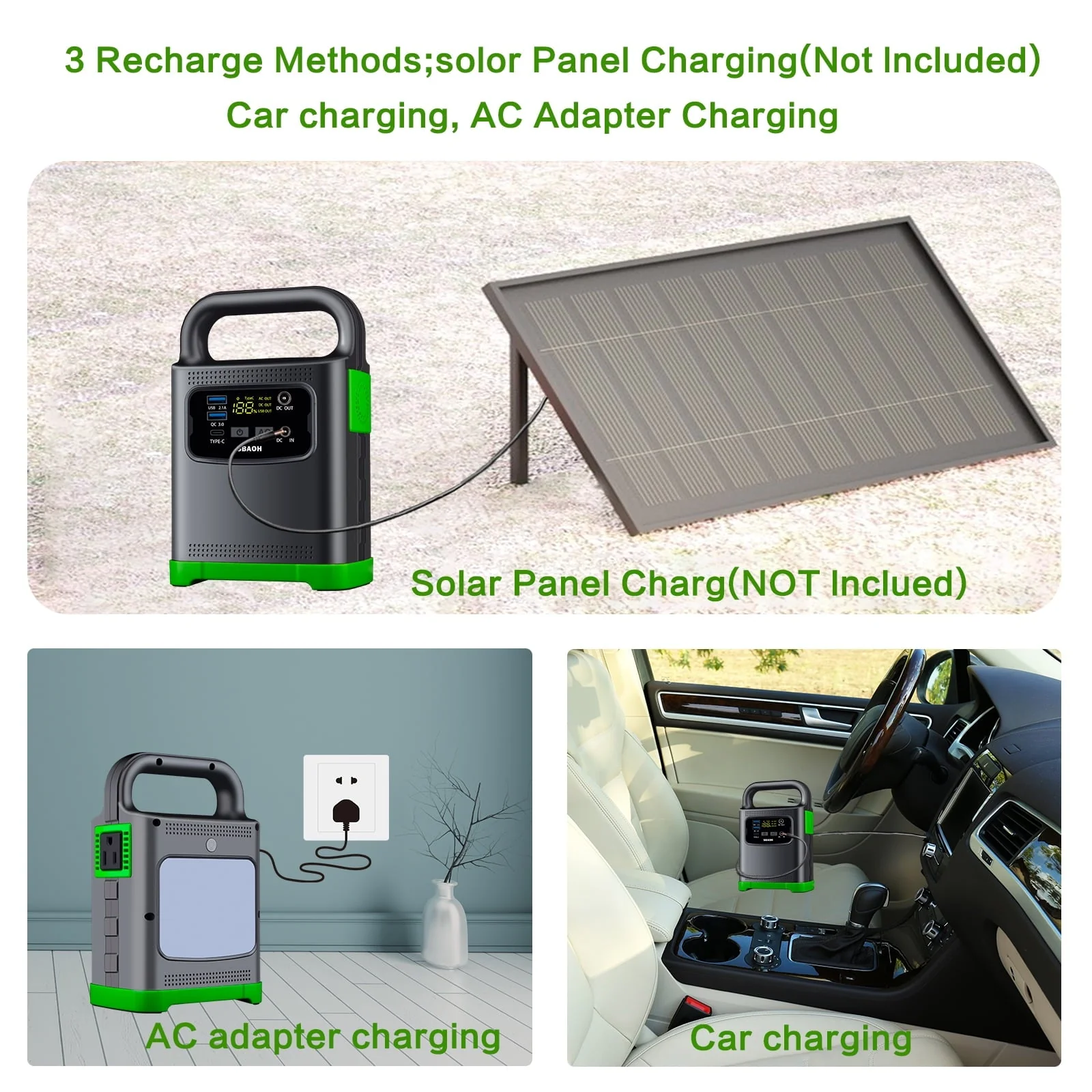 IFanze 120W Portable Power Station, 80Wh 20000mAh Outdoor Solar Generator Quick Charge 110V AC Outlets DC Ports for Home Backup, Outdoor RV Camping, Emergency Lithium Battery, Power Outages, Green Image 8