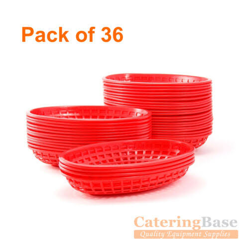 Avant Grub Retro Style Red Fast Food Basket 6 Pk and Black Checkered Deli Liner 60 Pk Combo Classic 11 in Deli Baskets Are Microwavable and Dishwasher