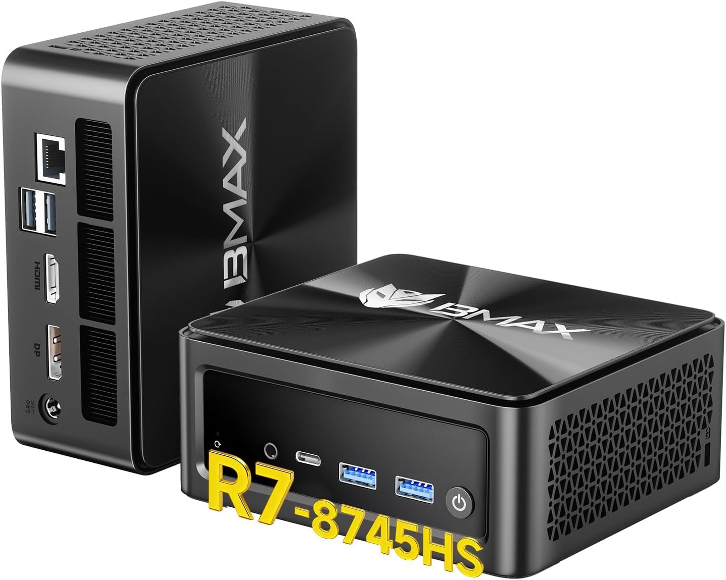 Bmax B8A Pro Gaming Mini PC  AMD Ryzen 7 8745HS (Beat i9-12900H)  16GB DDR5 512GB PCIe 4.0 SSD  Radeon 780M Graphics  8K Triple Display Mini Desktop Computer for Gaming  Office  AI Workstation