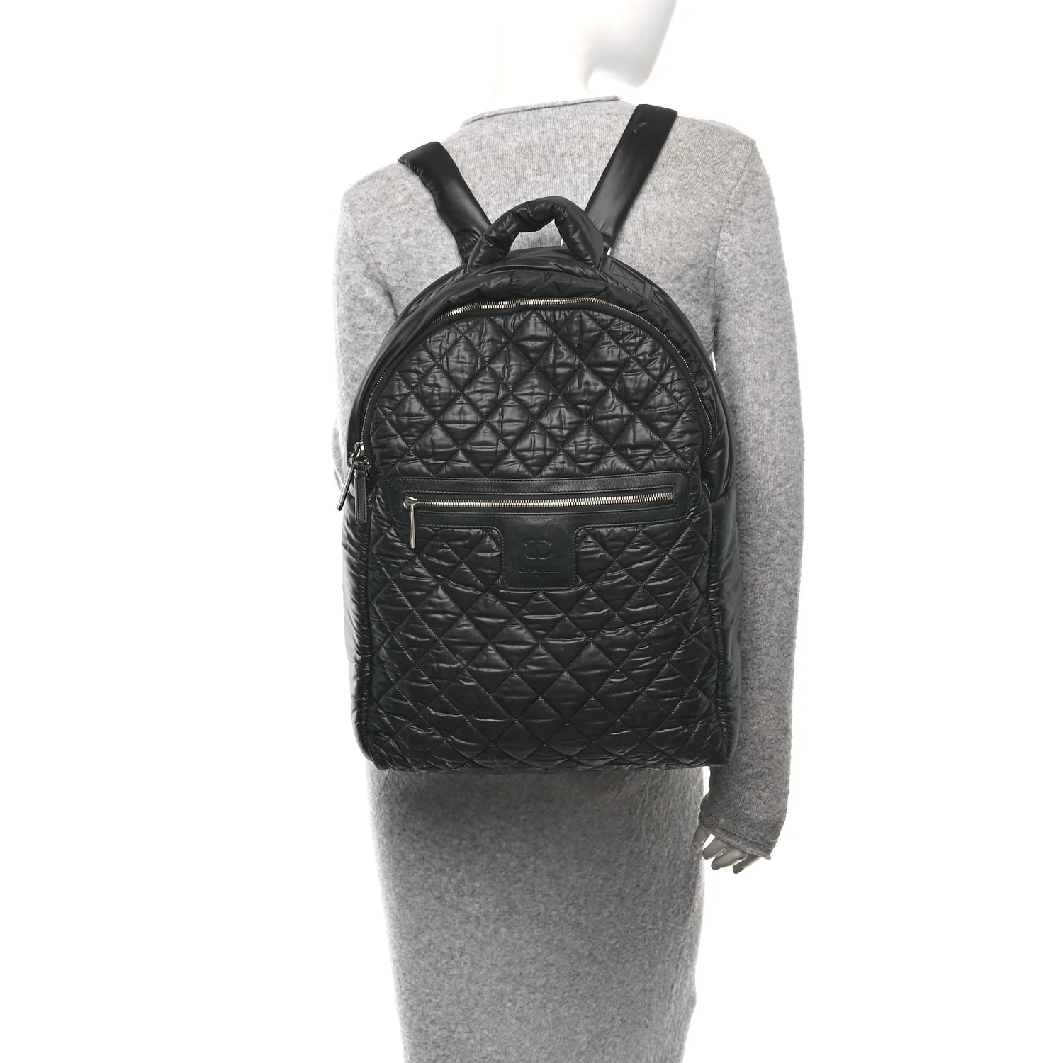 Nylon Quilted Coco Cocoon Backpack Black