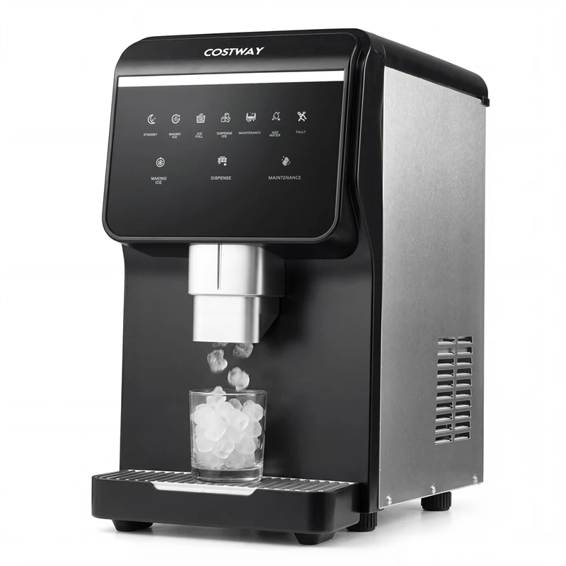 80 LBS/Day Nugget Ice Maker Countertop, Self-Dispensing Chewable Pellet Ice Machine with 7.5 LBS Storage & Auto Cleaning for Home, Office, Party, RV